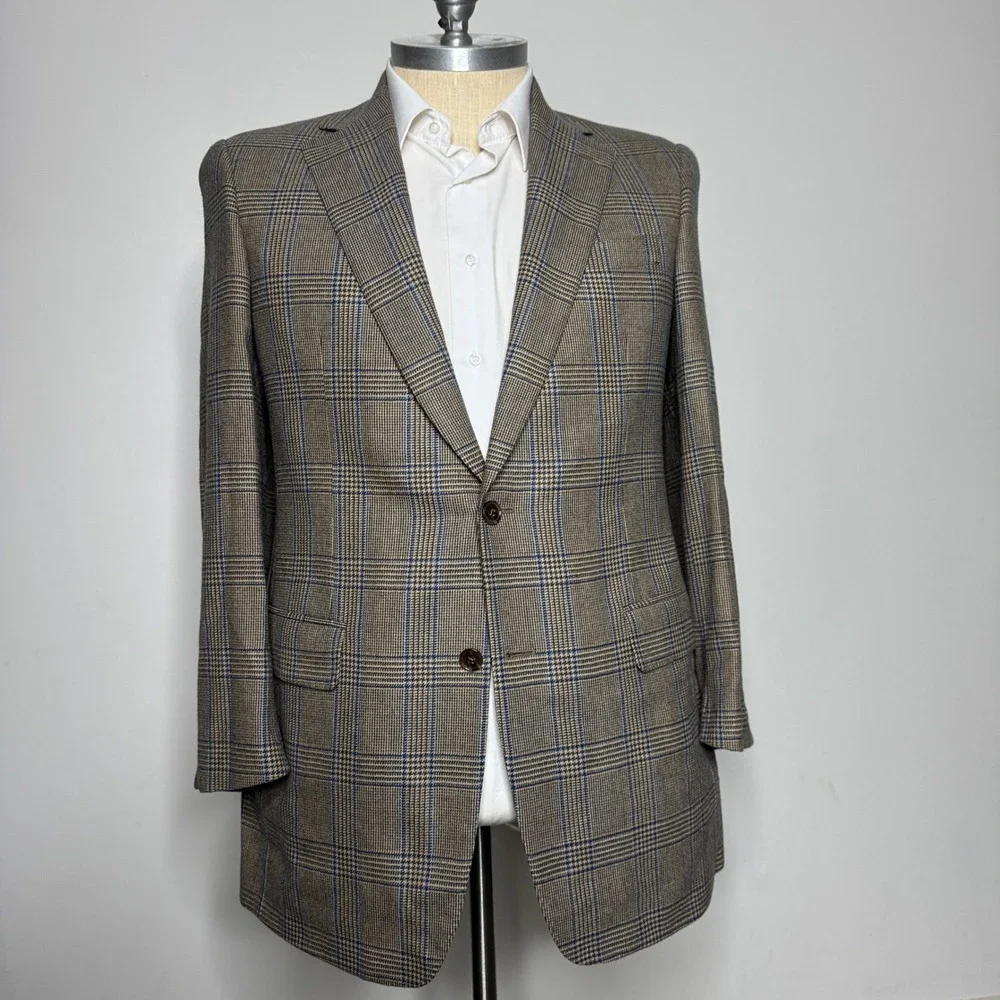 Samuelsohn‎ Super 100s Wool Plaid Blazer Jacket 42L SB Greenwhich